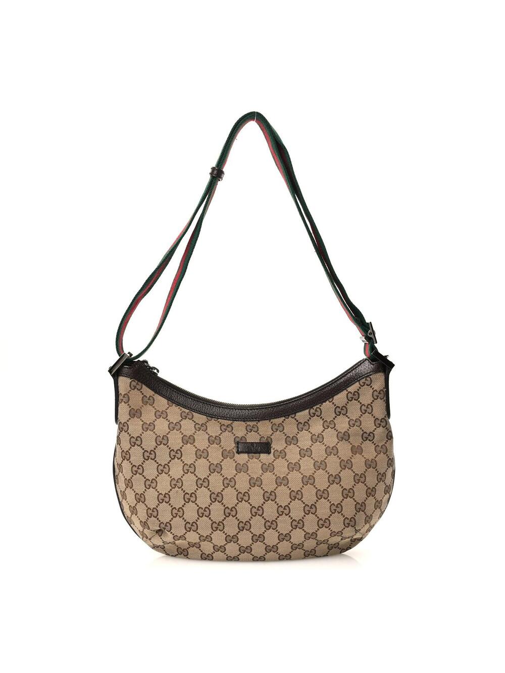 Gucci Web Medium Half Moon Hobo Dark #375256G85B